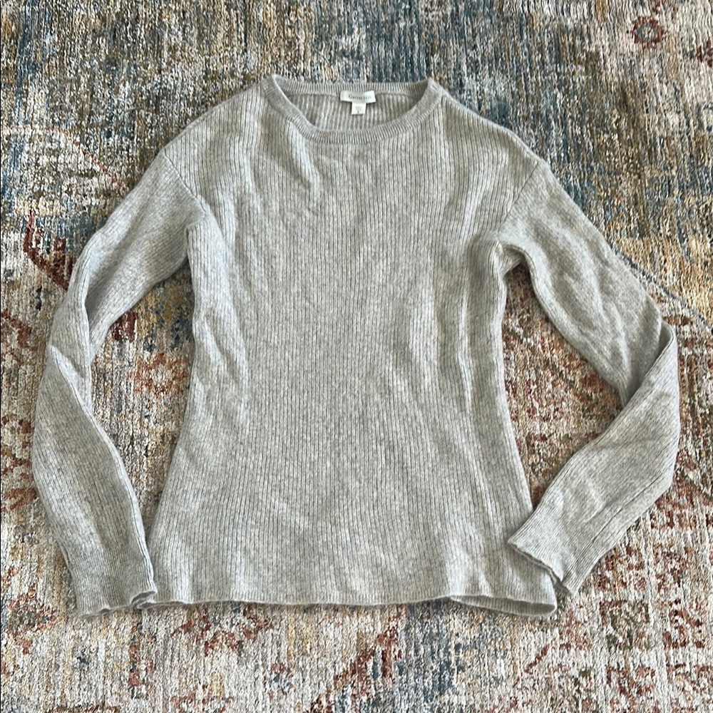 Garnet Hill Light Gray Ribbed Sweater
